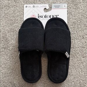 Isotoner Black Open-Toe Memory Foam Slippers